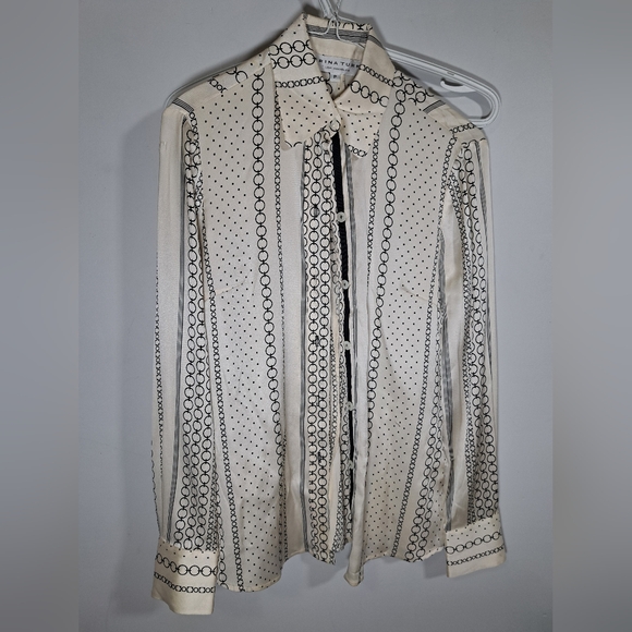 Trina Turk Silk Button Up shirt Petite - Picture 2 of 9